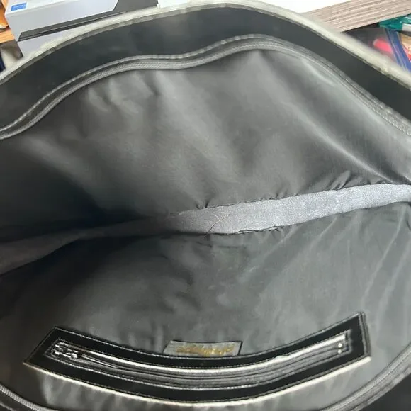 Vintage Phillippe Black Leather Structured Tote Bag H11"x W14.75" - Picture 5 of 9